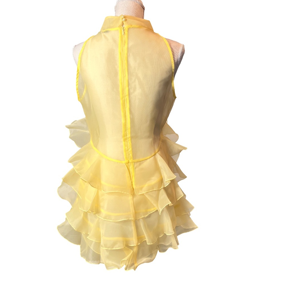 #A022 – FT INC Yellow Hi-Lo Organza Ruffle Top – Size M – NWT - Picture 4 of 10